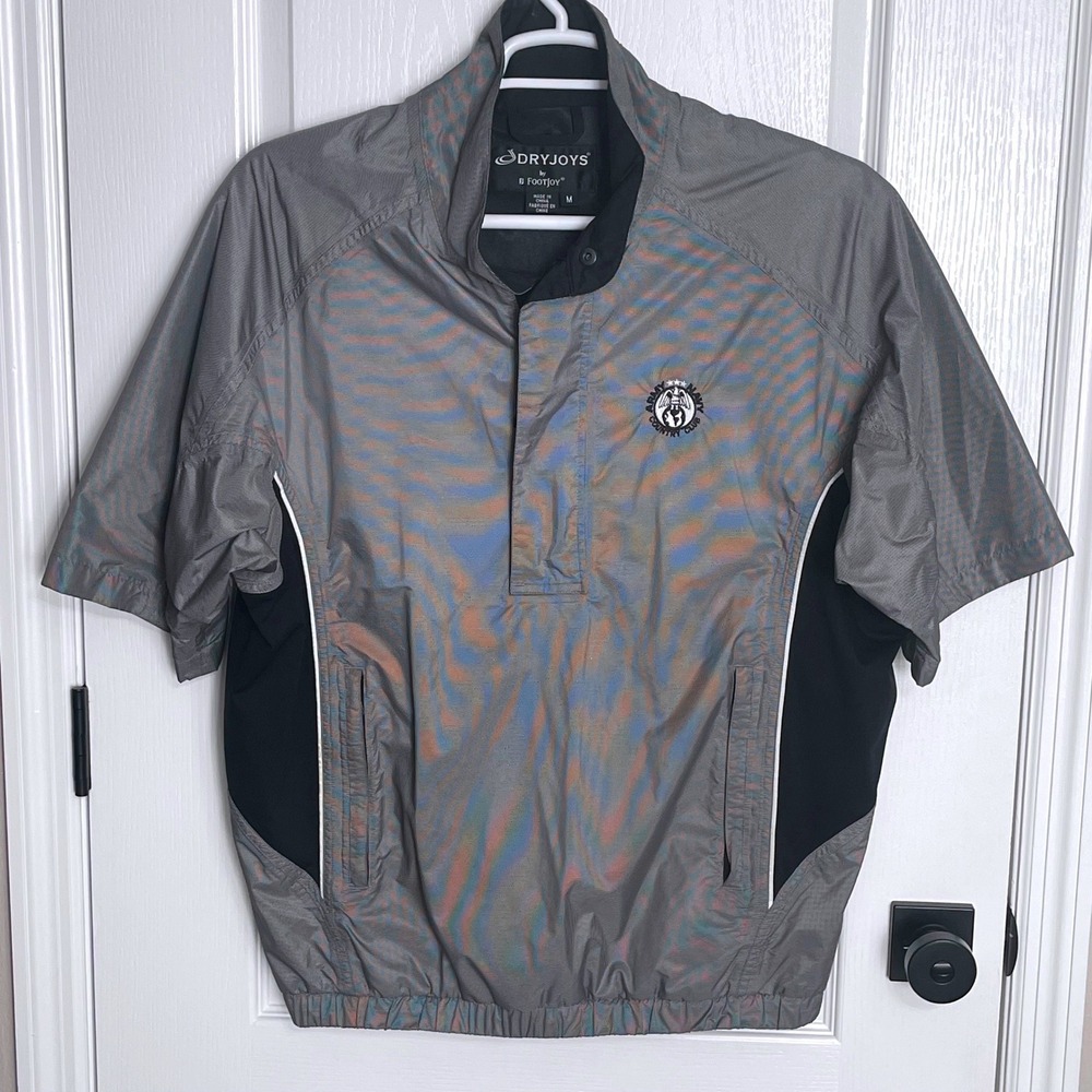 FootJoy DryJoys Mens Gray Short Sleeve Rain Shirt Golf Pullover Army Navy CC M